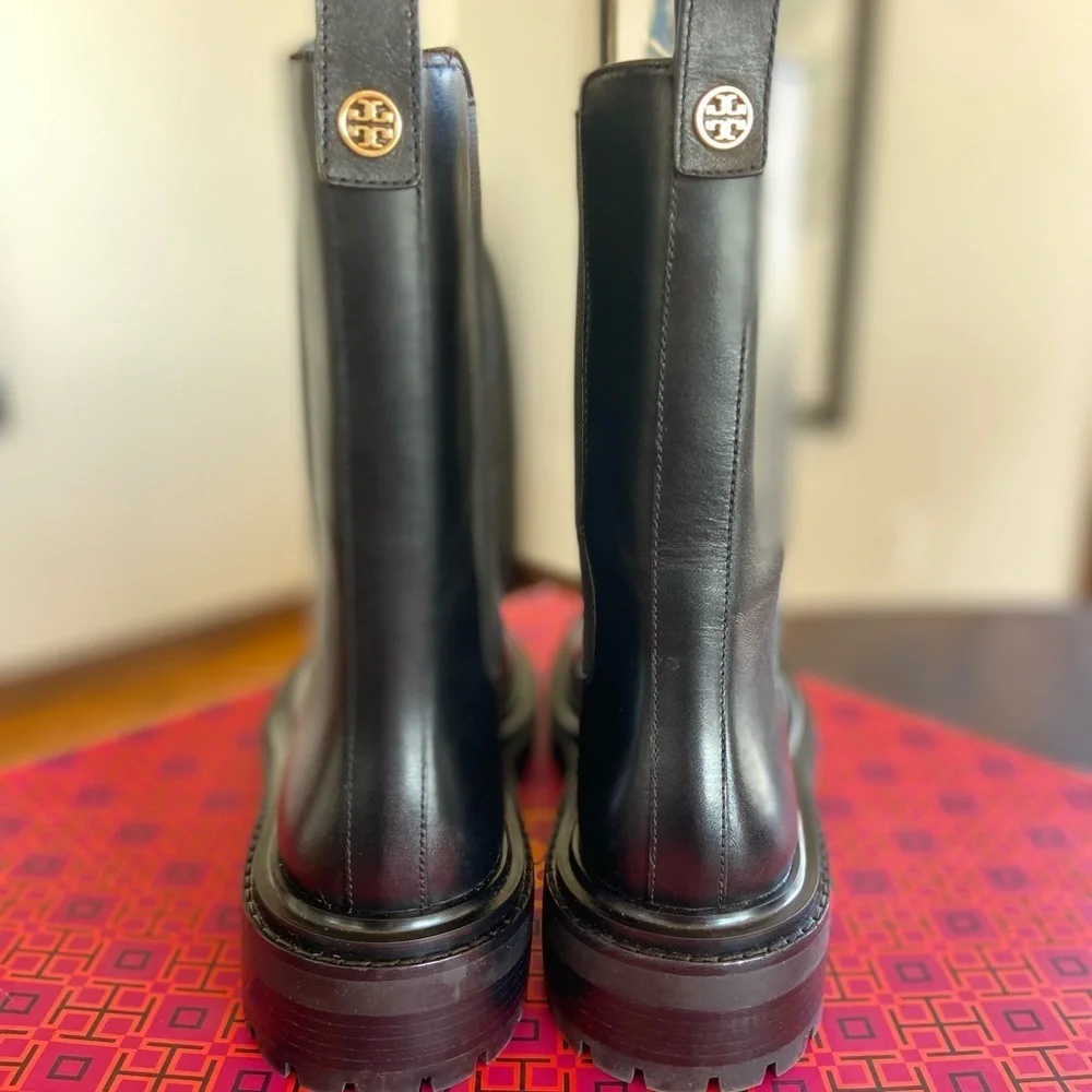TORY BURCH REVOLVE Black Mid-Calf Leather Boots